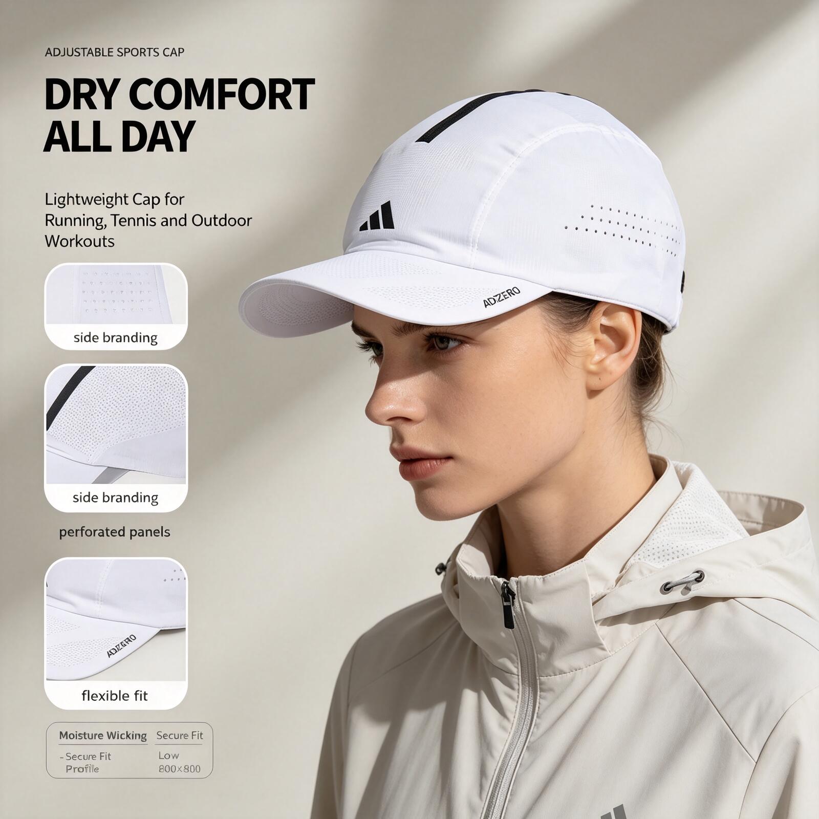 Running Cap Lightweight - Adidas White Running Cap Lightweight Breathable