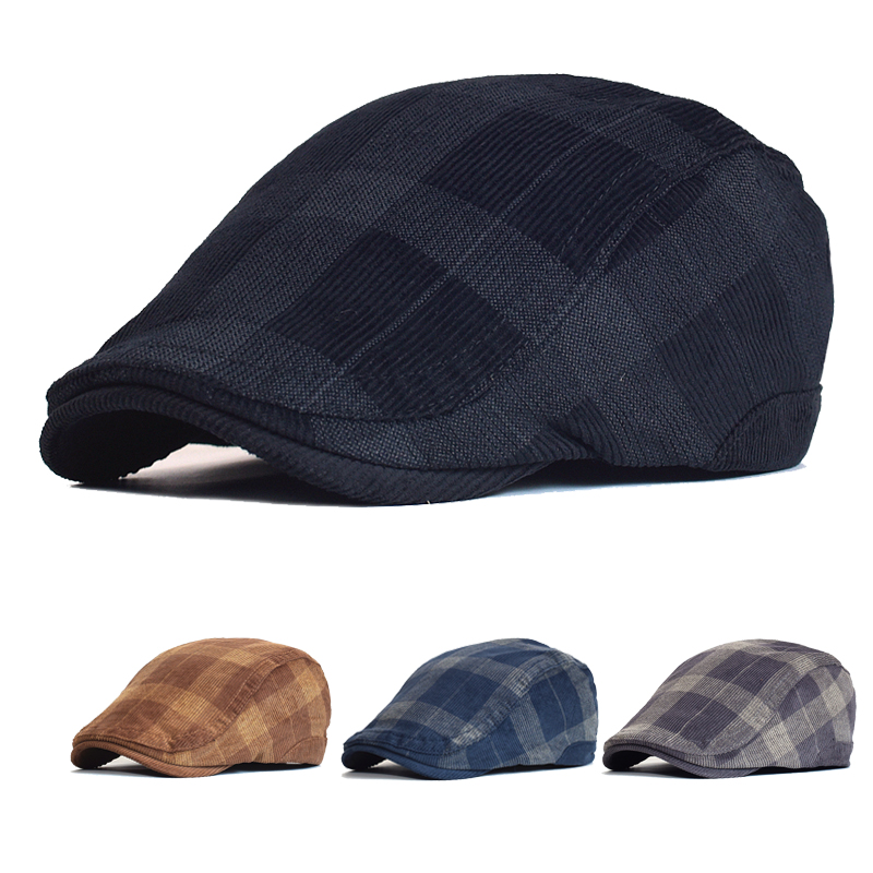 Dad Hat Cotton - Winter Vintage Plaid Thick Beret Hat