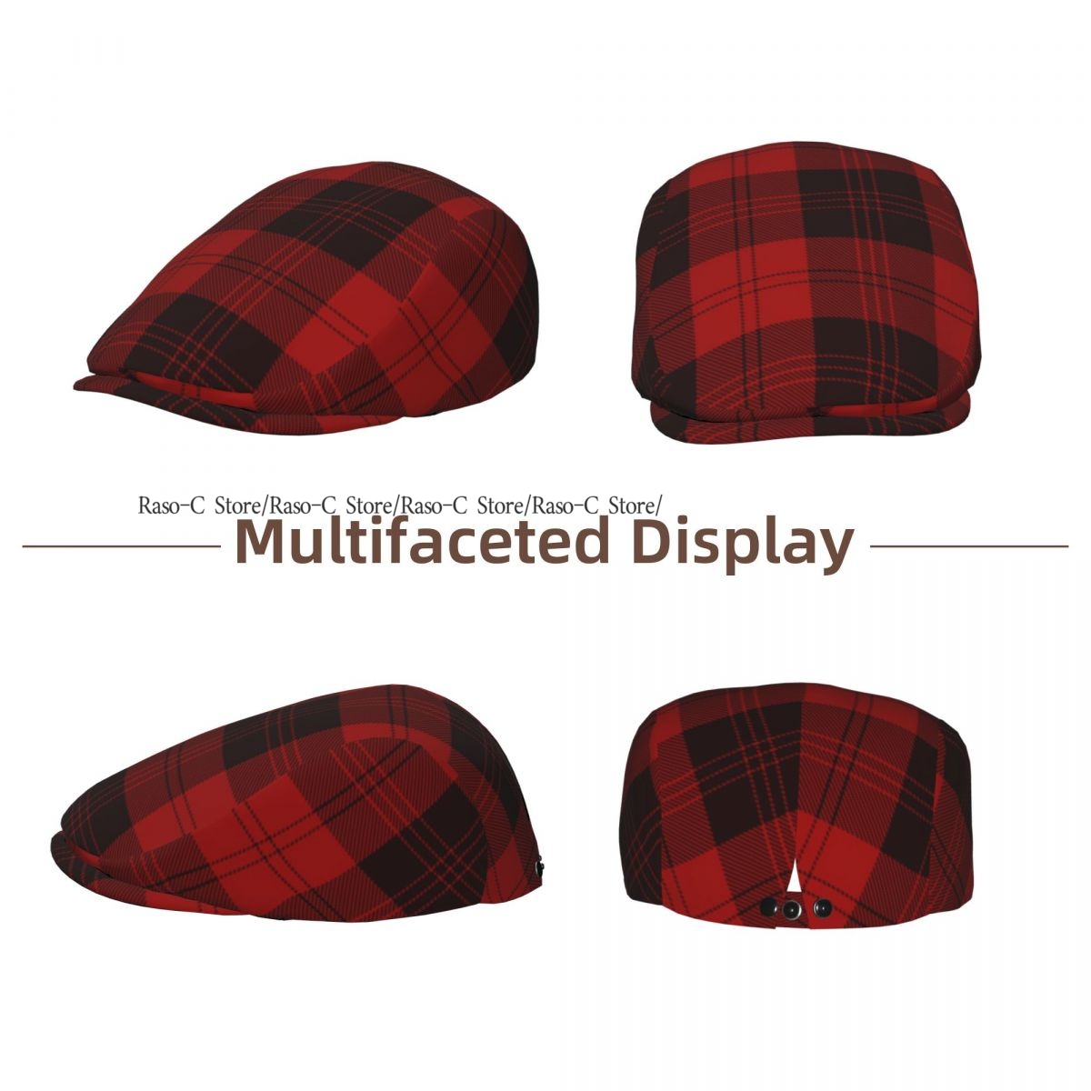 Adult Flat Cap Red Plaid Tarta - Newsboy Cap Ivy review and price
